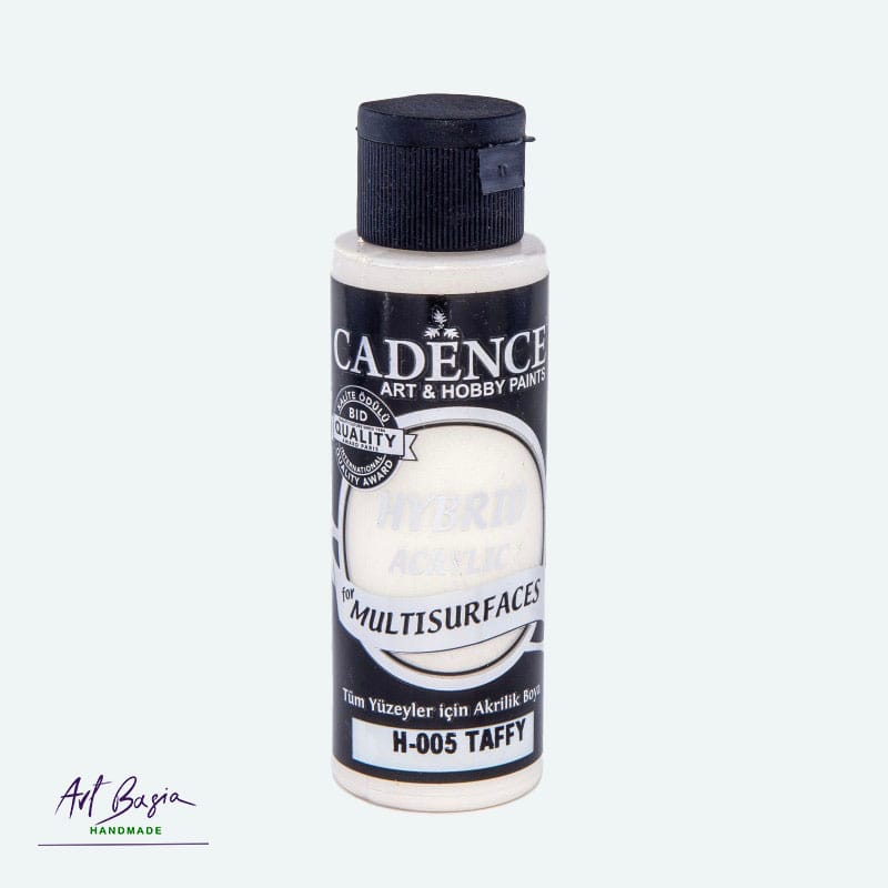 Farba akrylowa Cadence Hybrid Acrylic H-005 Taffy w butelce – jasny, kremowy odcień do wielu powierzchni.
